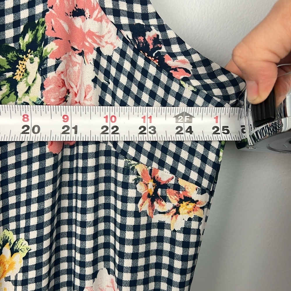 DR2 plus size 3X gingham and floral drawstring waist summer dress - Picture 6 of 9